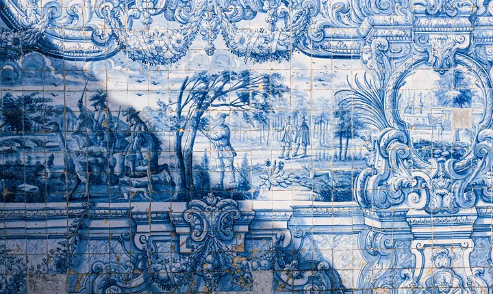 Blue and white Portuguese azulejo tiles
